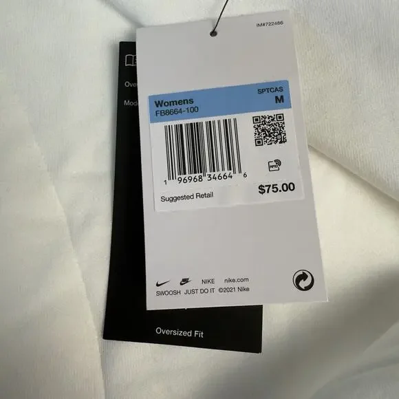 Nike Club Fleece Oversized Mock-Neck Sweatshirt Womens Medium FB8664-100 White - Picture 10 of 10